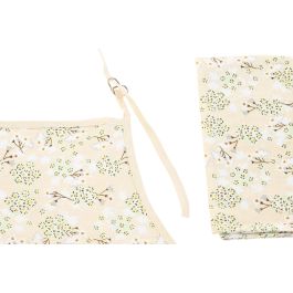 DKD Home Decor Ivy&daisy 2022 Delantal Tradicional de Algodón Verde Beige 108 x 60 cm Set de 2