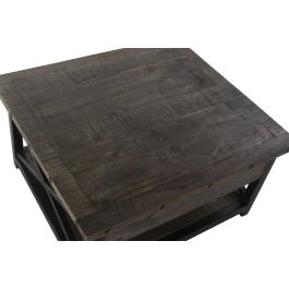 DKD Home Decor Mesa Centro Vintage Marron Oscuro Negro Mango Metal 74 x 44 x 116 cm