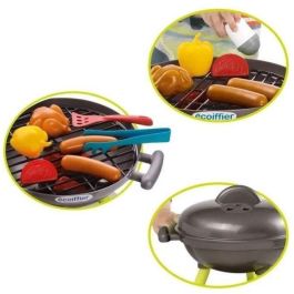 Ecoiffier 4668 Barbacoa de carbón de juguete gris con accesorios, alimentos y utensilios para niños +18 meses