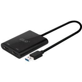 Club3D Adaptador USB-A 3.2 a HDMI 2.0 Dual Monitor 4K 60Hz - Conecta 2 pantallas 3840x2160, Plug & Play, Negro