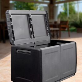 Art Plast Baúl Multiuso de Polipropileno 230L Gris Oscuro 96 x 53 x 57 cm con Orificio para Candado