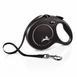 Flexi Correa New Classic Cinta 8 Metros Talla L Negro, Materiales: Plástico, Nylon y Metal, Fabricada en Alemania