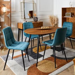 Home Deco Factory Silla Mateo Azul Canard Colección Essentiel 45x52 cm h.88 cm