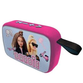 Lexibook Altavoz Portátil Bluetooth Barbie con Acabado de Tela, 12x4x8 cm