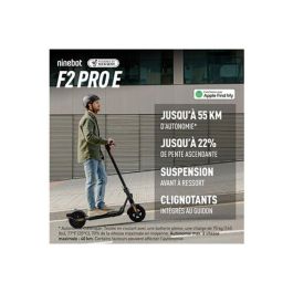 Segway-Ninebot SEG1693105990718 Patinete Eléctrico KickScooter F2 Pro E, Motor 450W, Ruedas 10 pulgadas, Hasta 55 km Autonomía