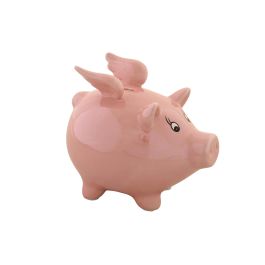 DKD Home Decor Hucha de Cerdito Infantil de Dolomita, Color Rosa, 11.5 x 15 x 16.5 cm