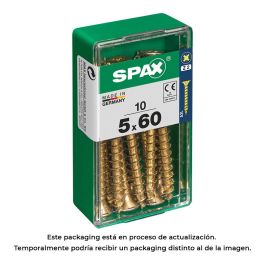 Spax 4081020500601 Tornillo Madera Universal Cabeza Plana Rosca Completa Ranura Cruz Z2 4CUT Yellox 5,0x60mm Caja 10 Unidades