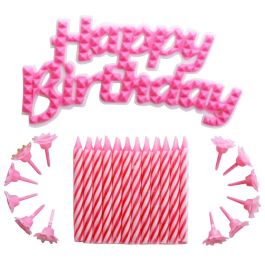Party Time Juego De 24 Velas Aniversario con Decoración Happy Birthday - Colores Surtidos
