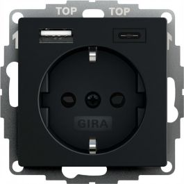 GIRA 2459005 SCHUKO Toma de Corriente con Puerto USB Tipo A/C Integrado, Sistema 55, Color Negro Precio: 108.49999941. SKU: B1FTKTTEXE