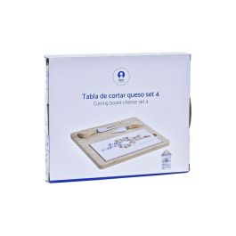 DKD Home Decor Tabla para Aperitivos de Bambú y Gres, Colección Salitre Mediterráneo, Azul Multicolor, Set de 4 (24.5x20x1.2 cm)