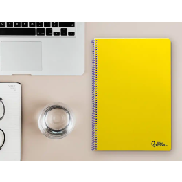 Liderpapel SMART Cuaderno Espiral A4 Tapa Blanda 80 Hojas 75gr Pauta 3.5mm con Margen Color Amarillo