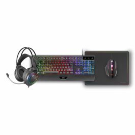 Mars Gaming MCP124PROES Pack Gaming 4 en 1: Teclado H-Mech RGB, Ratón Óptico, Auriculares FRGB, Alfombrilla Nanotextil. Compatible con PC, Consolas.