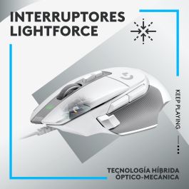 Logitech G G502 X - Ratón Gaming Óptico con Cable, Blanco, Sensor HERO 25600 DPI, 11 Botones Programables, USB para PC/Mac