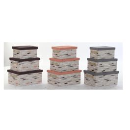 DKD Home Decor Set de 3 Cajas de Almacenaje Poliéster Básicos Surtidas 40x30x20 cm en Gris, Burdeos y Naranja Precio: 48.90336. SKU: S3029027