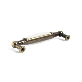 Giusti Tirador y Pomo de Porcelana Modelo Bambú Acabado Marfil/Bronce, Distancia 96mm