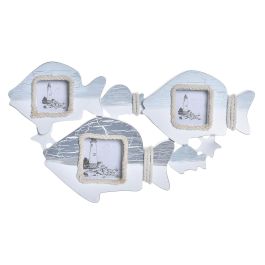 DKD Home Decor Marco Multifoto Mediterráneo con Peces de Madera y Cuerda Azul Blanco 40x23x3 cm - Pack 4 Unidades Precio: 22.56408. SKU: B14FXNT8L5
