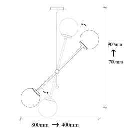 Opviq OPV-892OPV1931 Lámpara Colgante Lanus Metal/Vidrio Blanco/Negro 2xE27 Sin Bombilla