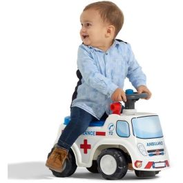 Falk Ambulancia correpasillos FAL3016200007012 con asiento abatible y volante con bocina, Rojo, A partir de 12 meses