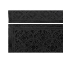DKD Home Decor Felpudo Terraza Y Jardin Negro Goma Geometrico 40 x 0.3 x 60 cm (2 Unidades)