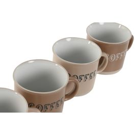 DKD Home Decor Tazas de Gres Marrón Capacidad 180ml Set de 4 Piezas 6 x 7 x 7.6 cm