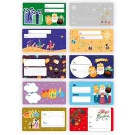 Bismark 332911 100 Etiquetas Adhesivas para Regalos Reyes Magos Diferentes Diseños Blanco