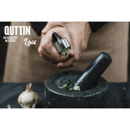 Quttin Prensa Ajos de Acero Inoxidable Laos - Utensilio de Cocina Esencial para Machacar Ajos - 18 x 6.5 x 3 cm (12 Unidades)
