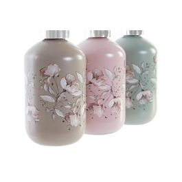 DKD Home Decor Dosificador Romantico Marron Claro Rosa Palo Cristal Abs Flores 7 x 18.5 x 7 cm 400ml (12 Unidades)