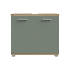 Forte CMPK021M888 Mueble Bajo Fregadero 2 Puertas 69.9 x 28.9 x 62 cm Roble Artesanal / Verde Salvia