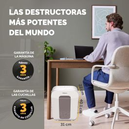 Fellowes LX50 Destructora de Papel Corte en Partículas 4x37mm P-4, 9 Hojas, 17L, Bloqueo Seguridad, Hogar y Oficina, Blanca