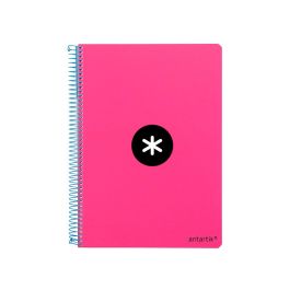 Cuaderno Espiral Liderpapel A4 Micro Antartik Tapa Dura 80H 100 gr Cuadro 5 mm Sin Bandas 4 Taladros Color Rosa Fluor