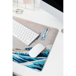 ERIK Alfombrilla Gaming La Gran Ola de Kanagawa Hokusai 80x35cm, Tapete impermeable de tela con base antideslizante para teclado y ratón