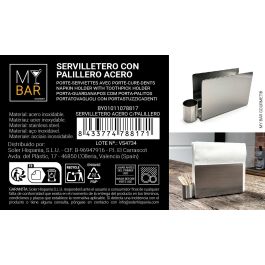 Inde Servilletero de Acero Inoxidable con Palillero My Bar 16.1 cm largo x 8.9 cm alto (24 Unidades)