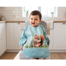 KioKids Babero Impermeable con Mangas Ardilla Verde Little Sauvages +4 meses