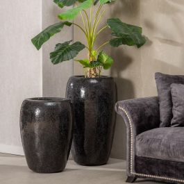 Jarrón Negro Fibra de Vidrio Decoración 46 X 46 X 70,50 cm