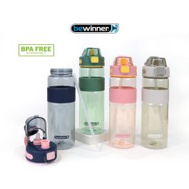 Bewinner Botella Sport Agua Transparente 900 ml - 8.1 x 27.1 x 11.5 cm (12 Unidades)
