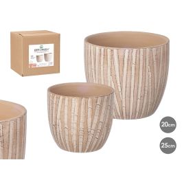 Ibergarden Set 2 Macetas Ovaladas Efecto Tronco Cerámica Marrón 20x20x18 cm y 25x25x22 cm (2 Unidades) Precio: 33.99871431. SKU: B1FKKJGEZZ