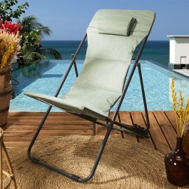 Home Deco Factory Tumbona Plegable Verde Caqui 55x81 cm h.84,5-89-94 cm
