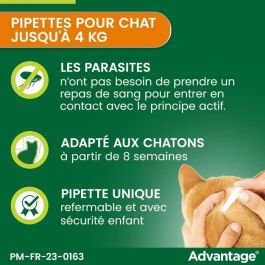 VENTAJA 40 - 4 pipetas antiparasitarias - Para gatos y conejos de menos de 4 kg