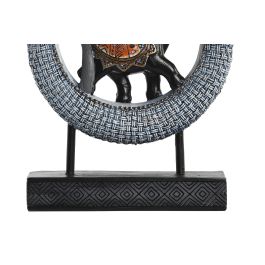 DKD Home Decor Figura Elefante Colonial Resina y Metal Beige Azul - 25.5 cm Alto, 19.5 cm Ancho, 6.3 cm Largo (2 Unidades)