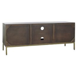 DKD Home Decor Rombo Gold Mueble TV Moderno Marrón Dorado 140 x 55 x 40 cm Acacia Metal Puertas