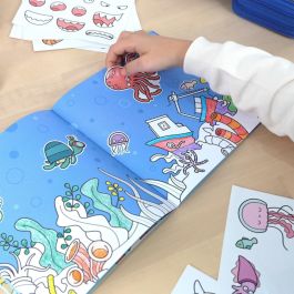 Milan Cuaderno para Colorear Blue Odyssey Fauna Marina 16 Páginas 150 Adhesivos para Niños +4 años 21x21 cm