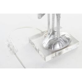 DKD Home Decor Lámpara Sobremesa Oriental Plateado Negro 33 x 74 x 33 cm