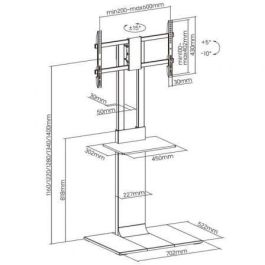AISENS Soporte de Suelo para Monitor/TV de 37-86" con Bandeja DVD, 50kg, VESA 600x400mm, Negro-Marrón