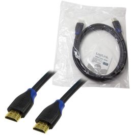 LogiLink CH0062 Cable HDMI High Speed con Ethernet 2m, 4K2K/60Hz, Versión 2.0, 3D, Conectores Dorados, Negro