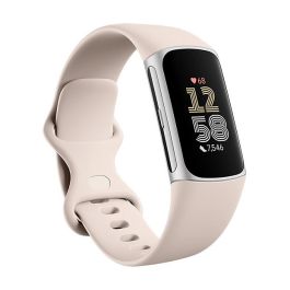 Fitbit Charge 6 Porcelain, Pulsera de Actividad con GPS y NFC, Pantalla AMOLED, Resistente al Agua, Color Beige y Plata