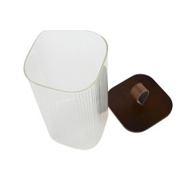 DKD Home Decor Bote Transparente y Natural Vidrio Acacia 10.2 x 21 x 10.2 cm (12 Unidades)
