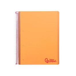 Liderpapel Cuaderno espiral A4 Micro Wonder tapa plástico 120 hojas 90gr cuadro 5mm banda 4 taladros color naranja