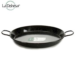 La Dehesa Paellera Esmaltada Acero Negro 80 cm (70 cm base) 40 Raciones Apta Gas Horno Leña 4 Asas