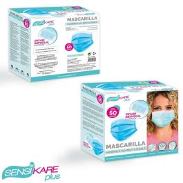 Caja de mascarillas higiénicas SensiKare 50 Piezas (12 Unidades)