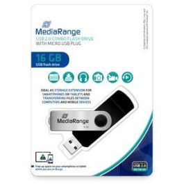 MEDIARANGE MR931-2 USB-Stick 16 GB USB-A/Micro-USB 2.0 Plata, Negro